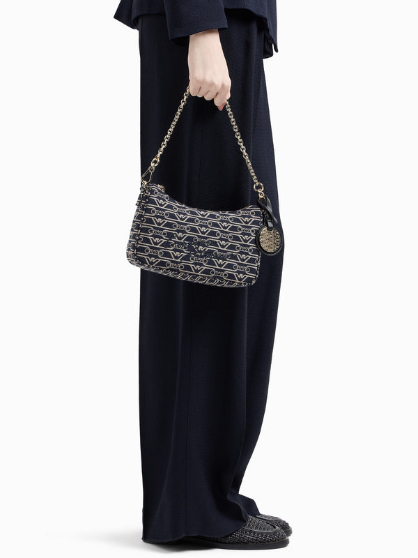 Canvas Jacquard Denim Baguette Bag