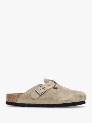 Boston Braided Taupe Suede Leather Clogs