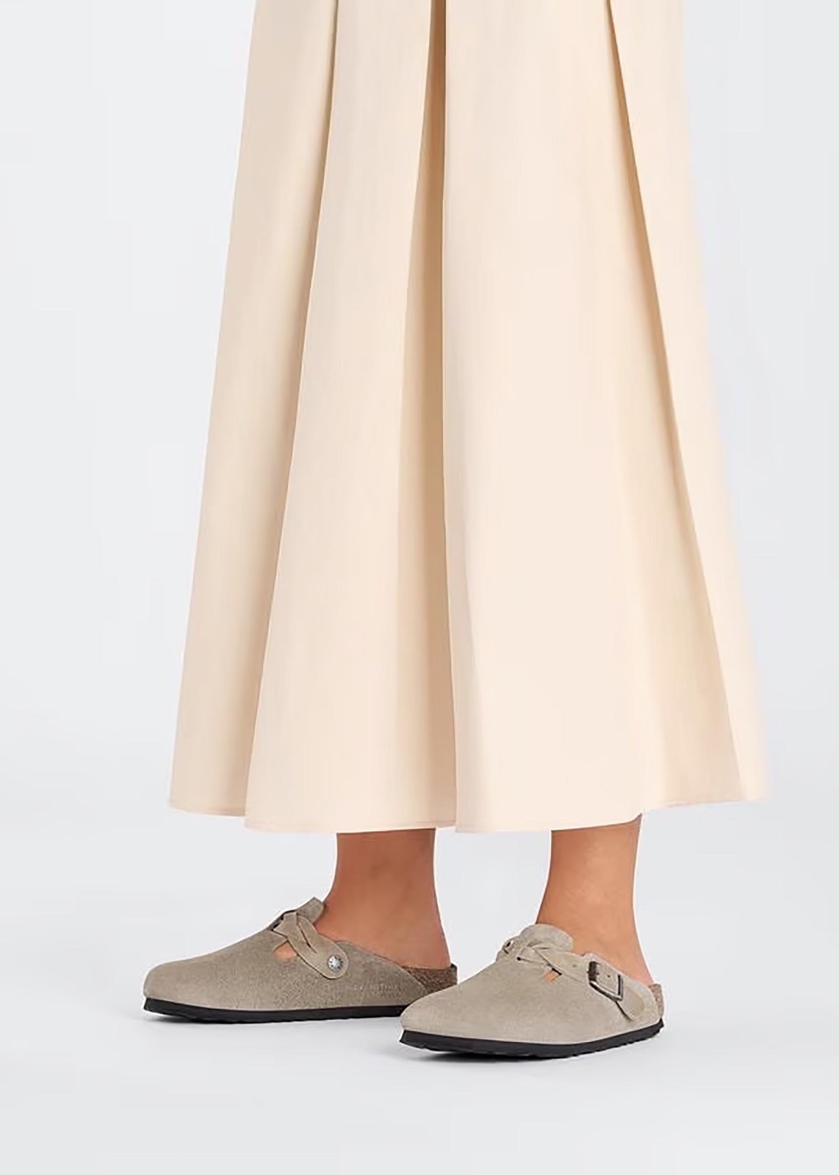 Boston Braided Taupe Suede Leather Clogs