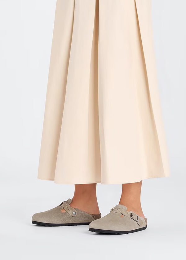 Boston Braided Taupe Suede Leather Clogs