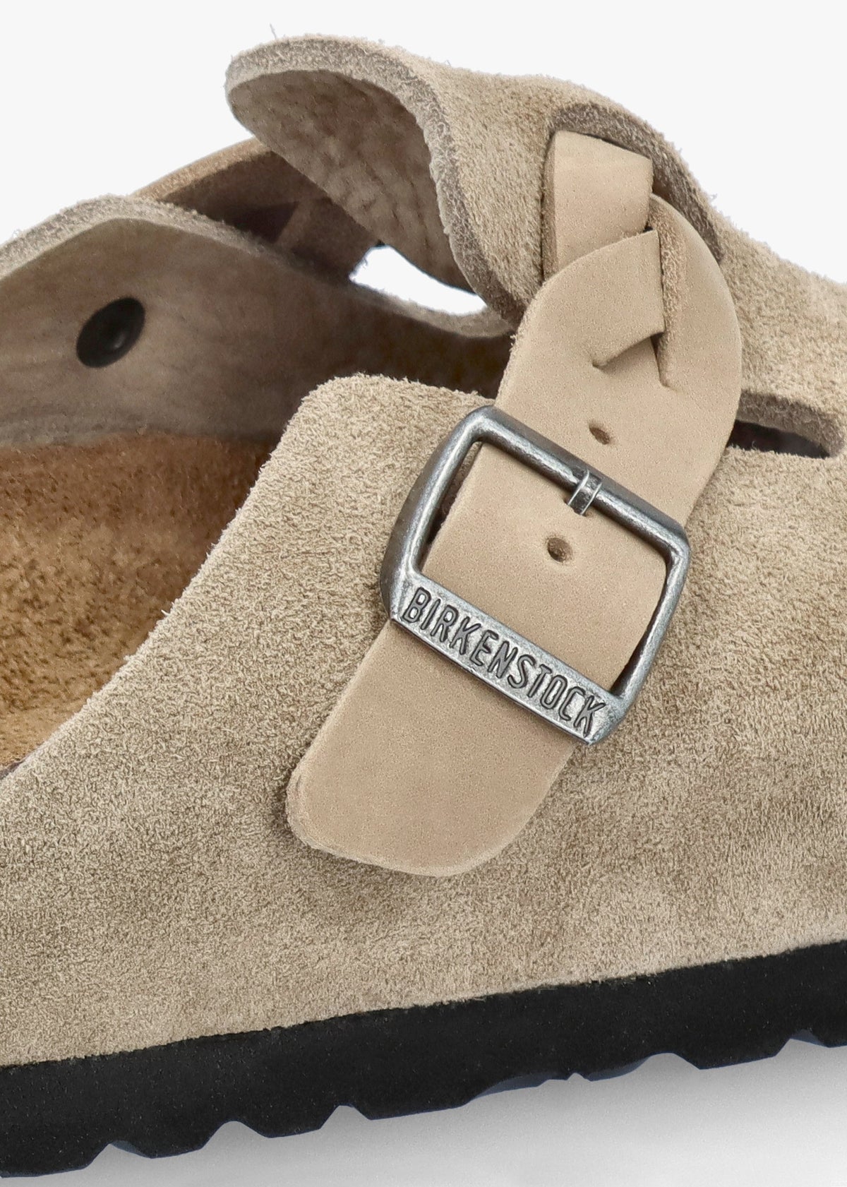 Boston Braided Taupe Suede Leather Clogs