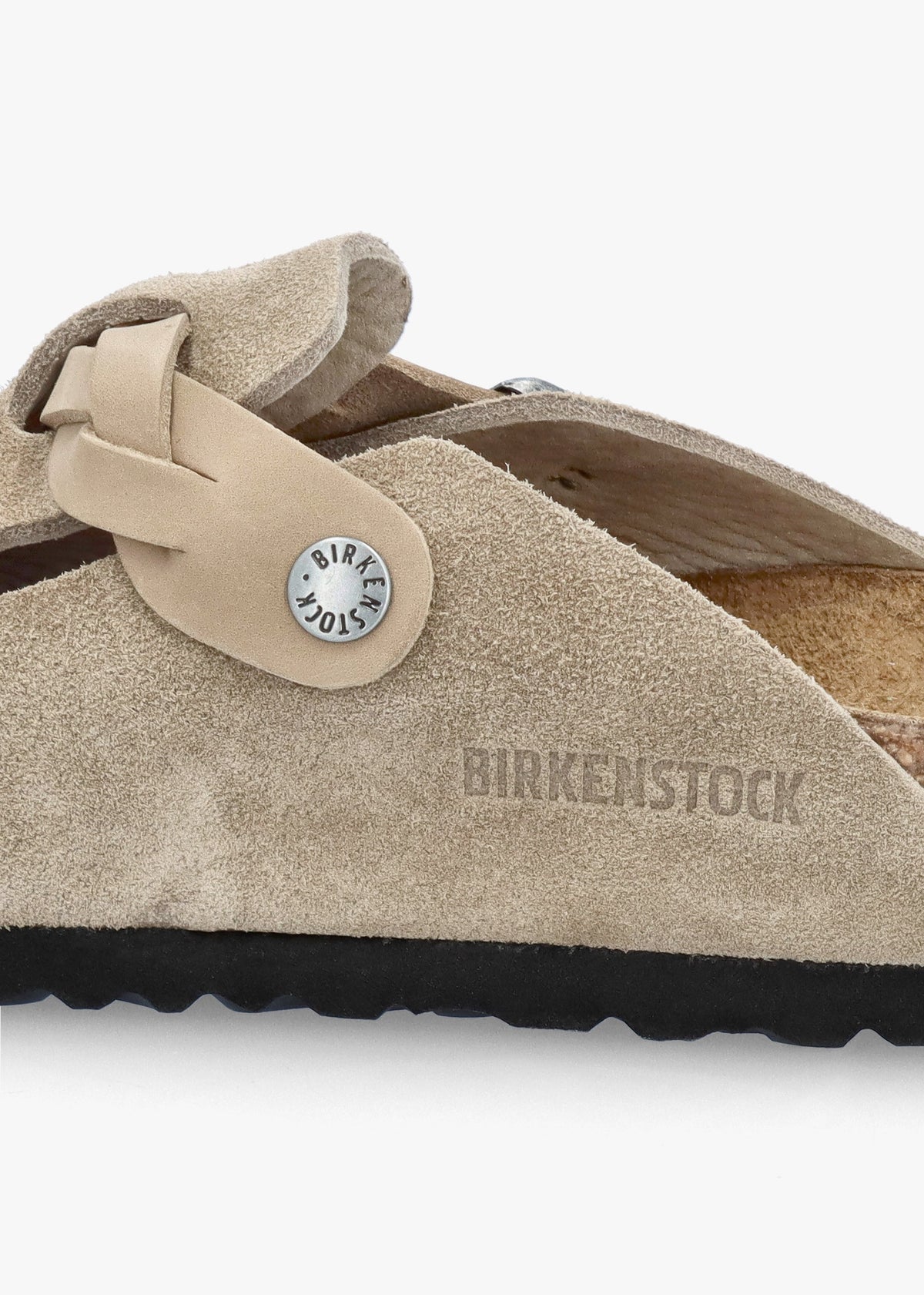 Boston Braided Taupe Suede Leather Clogs