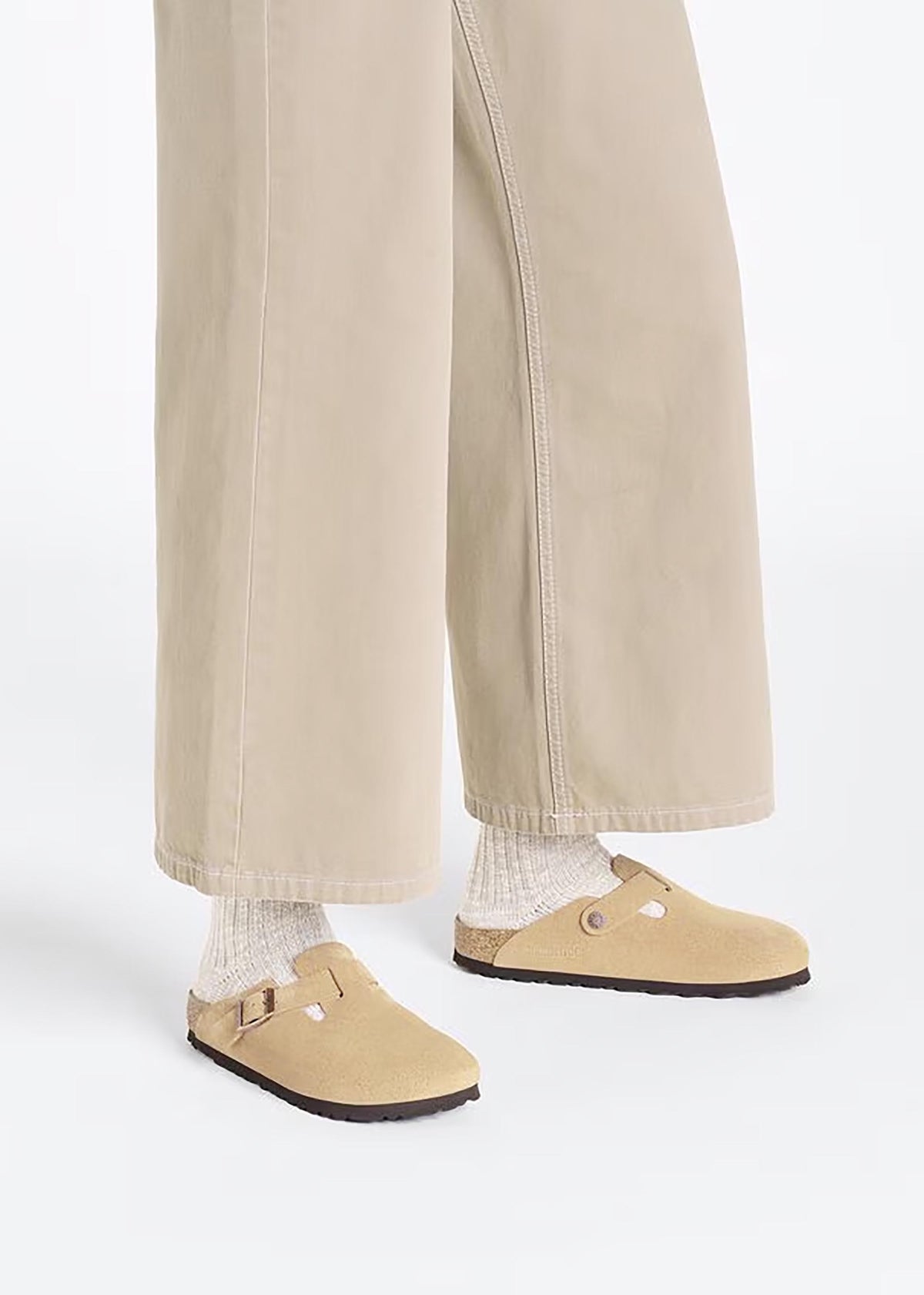 Boston Latte Cream Suede Leather Clogs