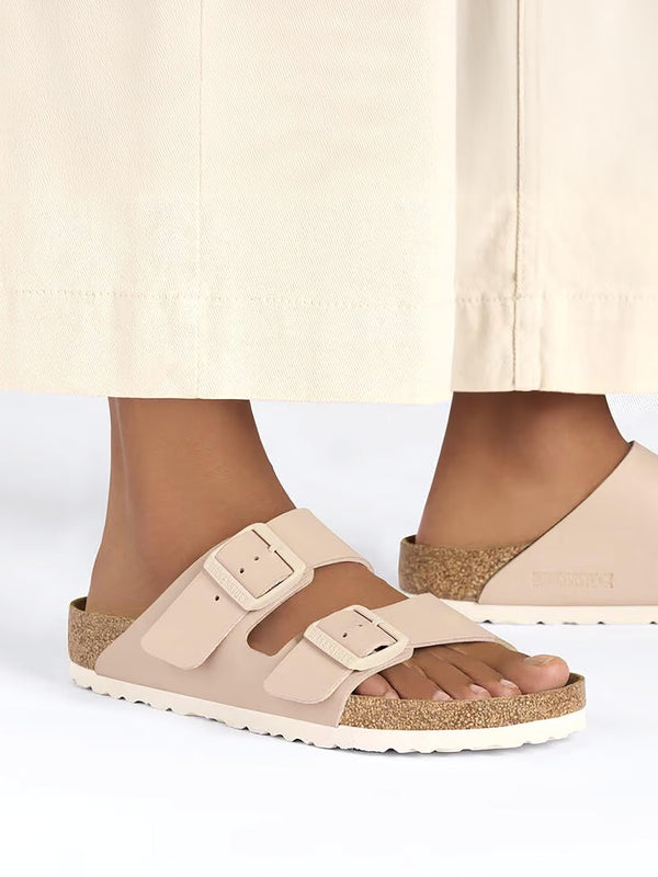 Arizona Birko-Flor New Beige Two Bar Mules