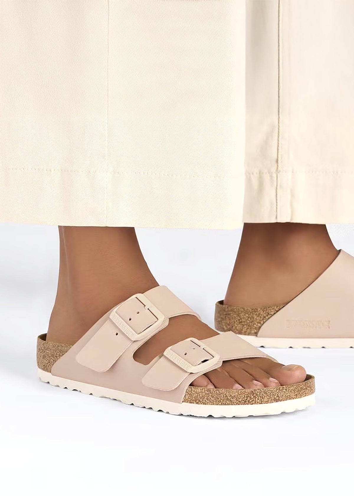 Arizona Birko-Flor New Beige Two Bar Mules