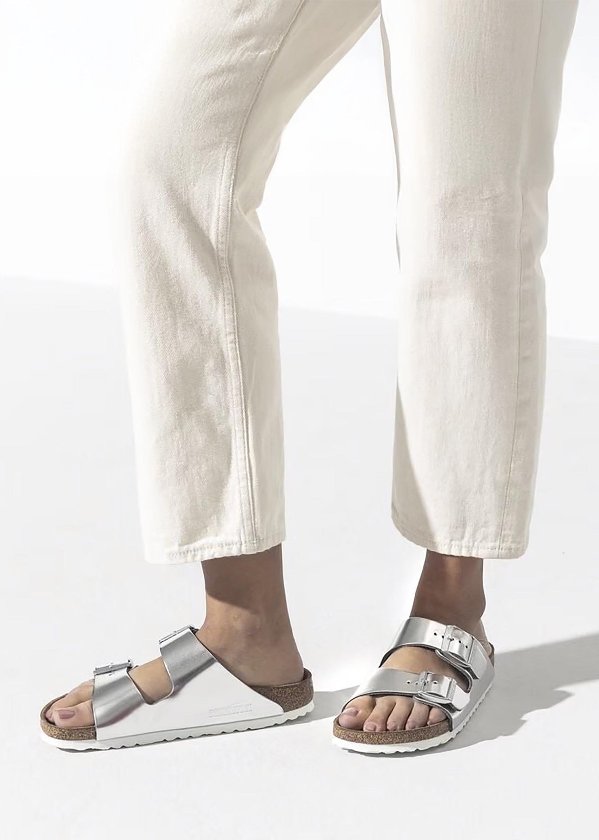 Arizona Birko-Flor Silver Two Bar Mules