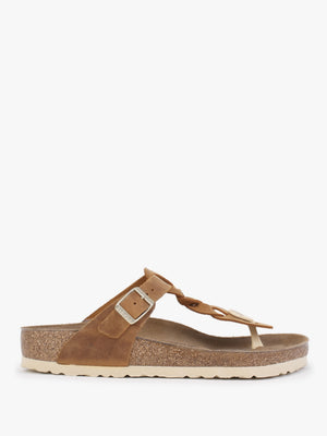 Gizeh Braided Regular Cognac Oiled Leather Toe Post Sandals