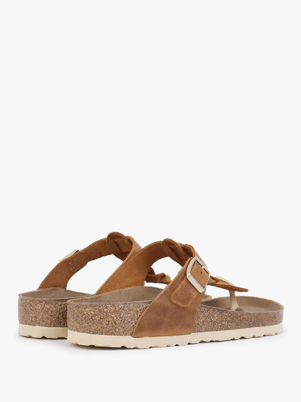 Gizeh Braided Regular Cognac Oiled Leather Toe Post Sandals
