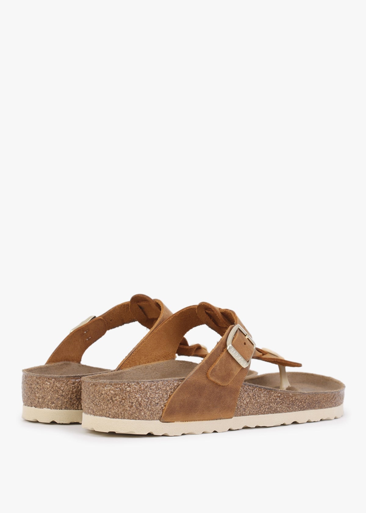 Gizeh Braided Regular Cognac Oiled Leather Toe Post Sandals