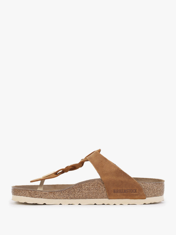Gizeh Braided Regular Cognac Oiled Leather Toe Post Sandals