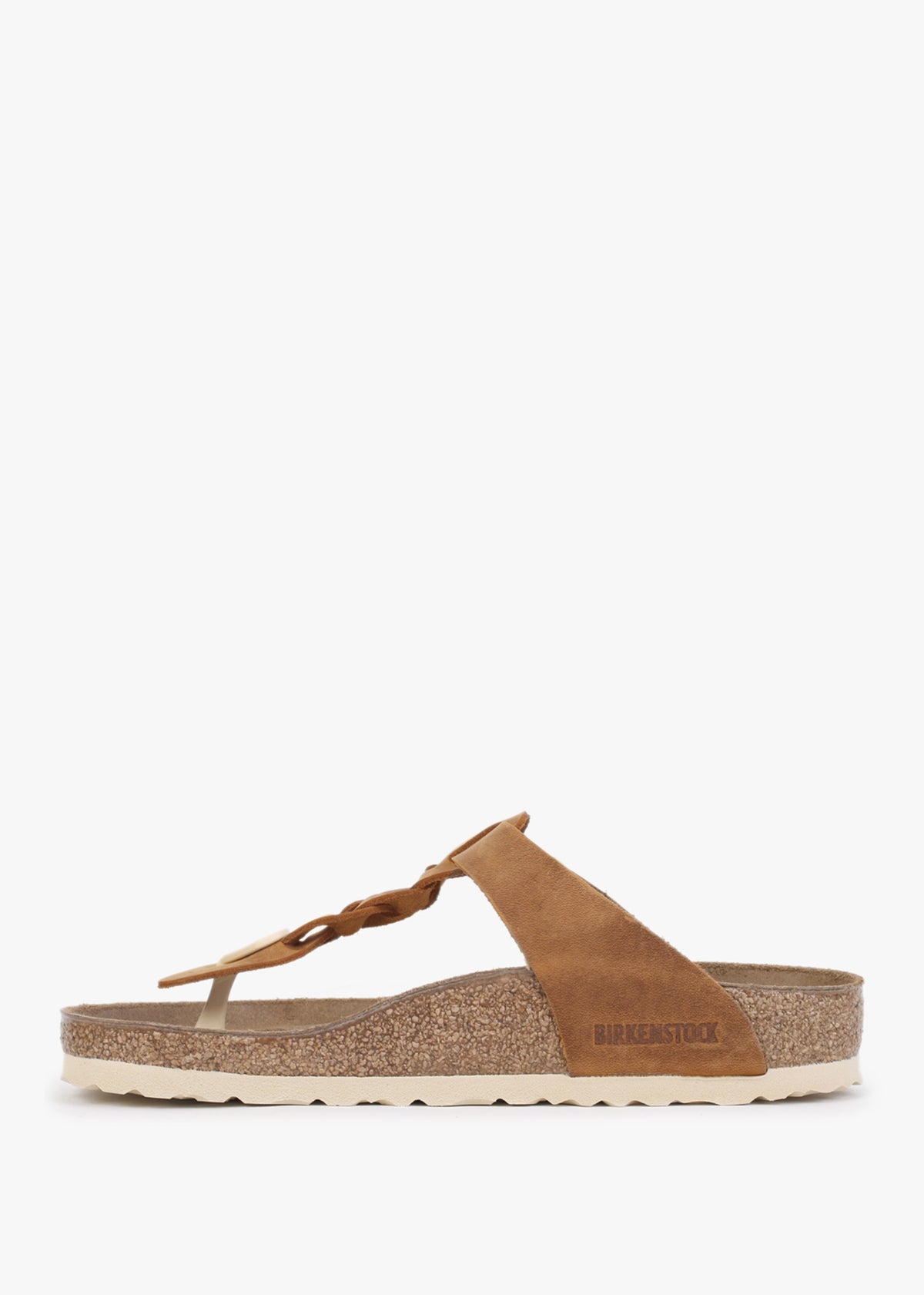 Gizeh Braided Regular Cognac Oiled Leather Toe Post Sandals