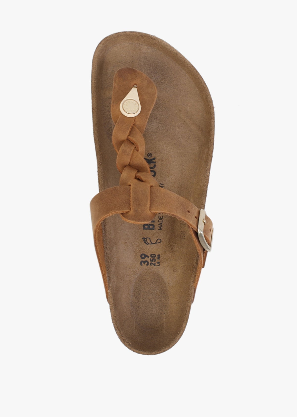 Gizeh Braided Regular Cognac Oiled Leather Toe Post Sandals