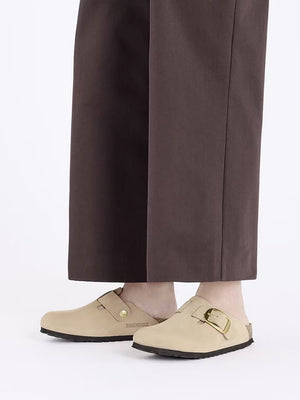 Boston Big Buckle Sandcastle Nubuck Leather Clogs