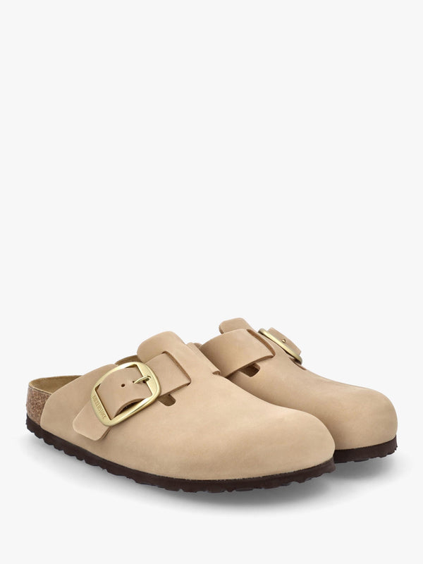 Boston Big Buckle Sandcastle Nubuck Leather Clogs