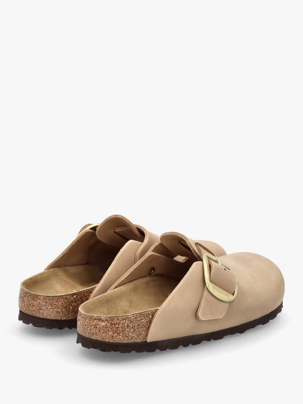 Boston Big Buckle Sandcastle Nubuck Leather Clogs