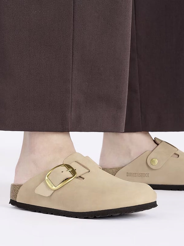 Boston Big Buckle Sandcastle Nubuck Leather Clogs
