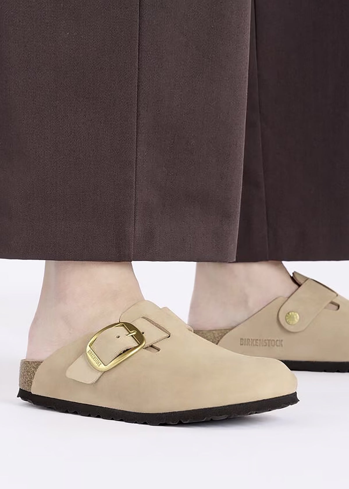 Boston Big Buckle Sandcastle Nubuck Leather Clogs