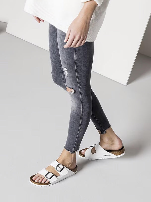 Arizona Birko-Flor White Two Bar Mules