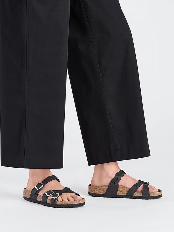 Franca Black Oiled Nubuck Leather Mules