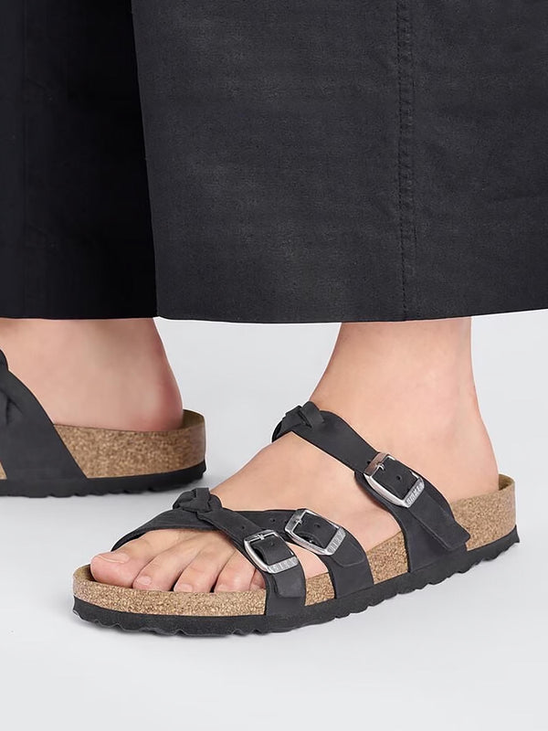 Franca Black Oiled Nubuck Leather Mules