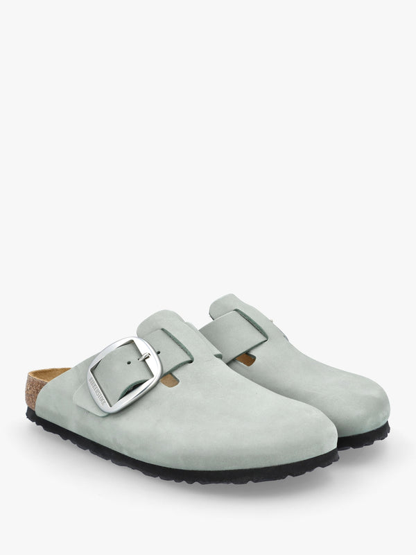 Boston Big Buckle Pure Sage Nubuck Leather Clogs