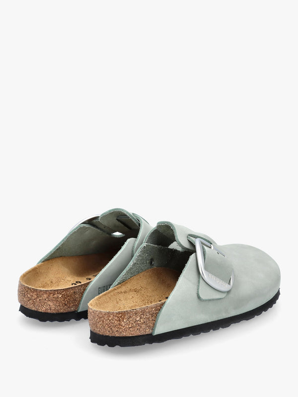 Boston Big Buckle Pure Sage Nubuck Leather Clogs