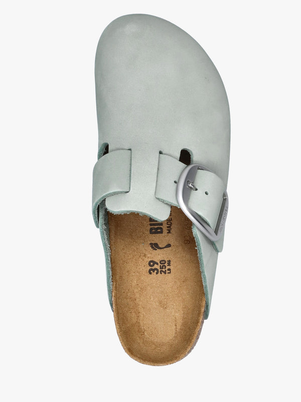 Boston Big Buckle Pure Sage Nubuck Leather Clogs