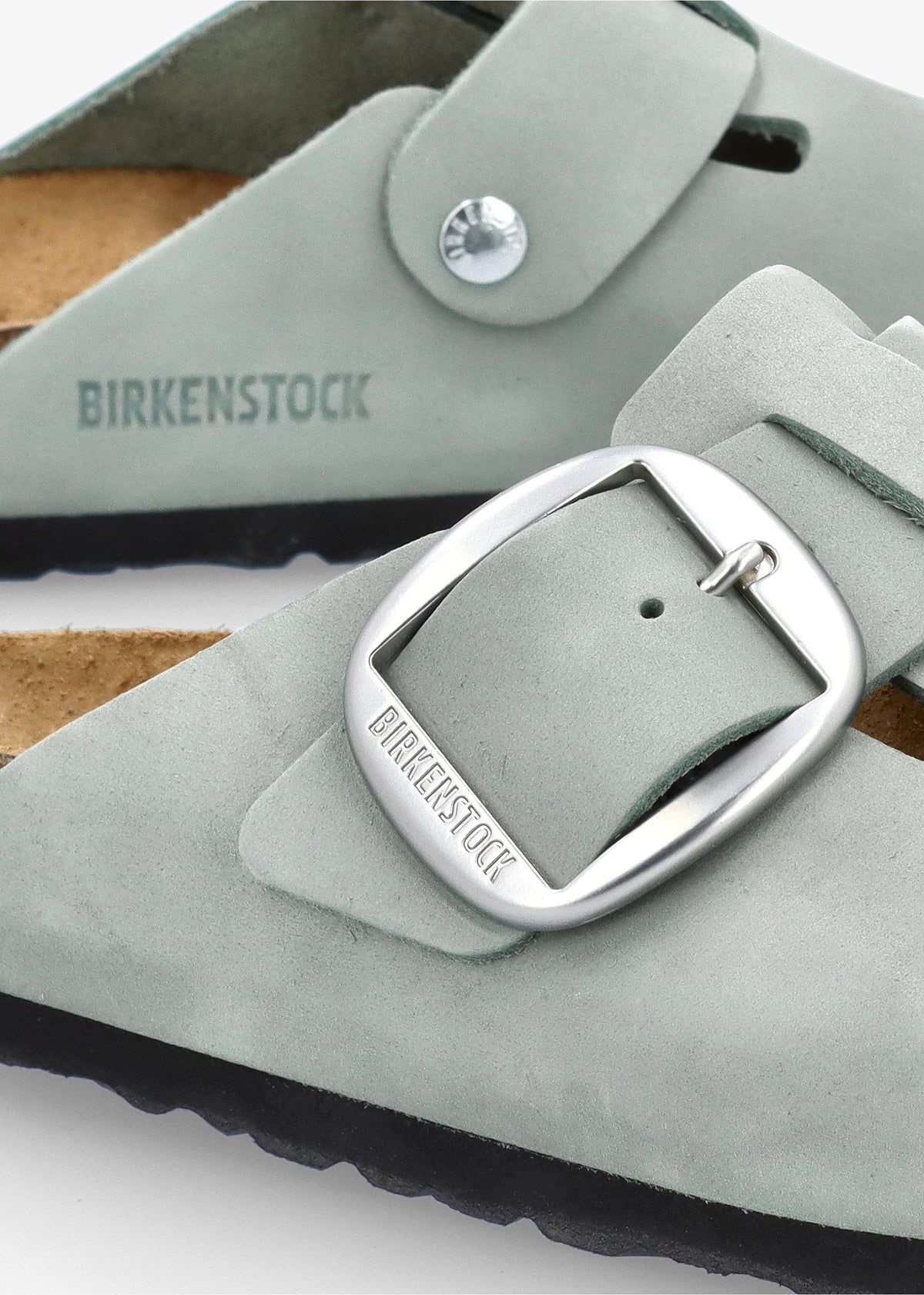 Boston Big Buckle Pure Sage Nubuck Leather Clogs