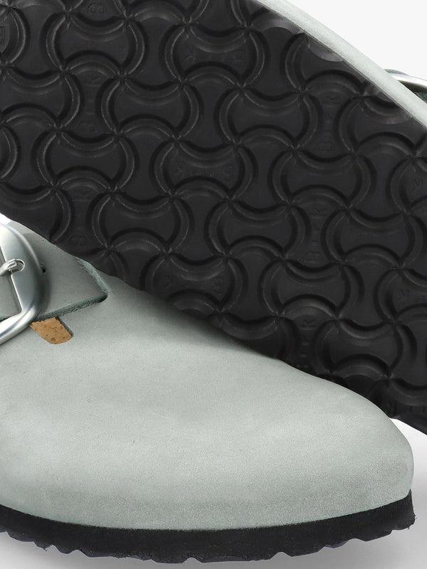 Boston Big Buckle Pure Sage Nubuck Leather Clogs
