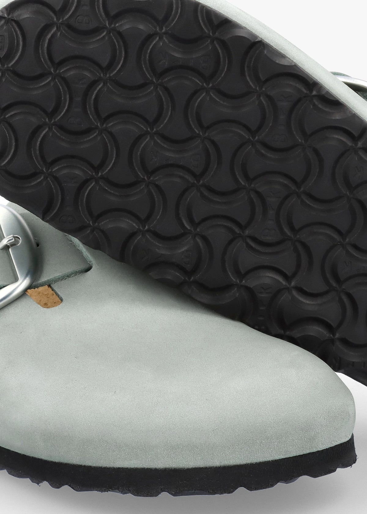 Boston Big Buckle Pure Sage Nubuck Leather Clogs
