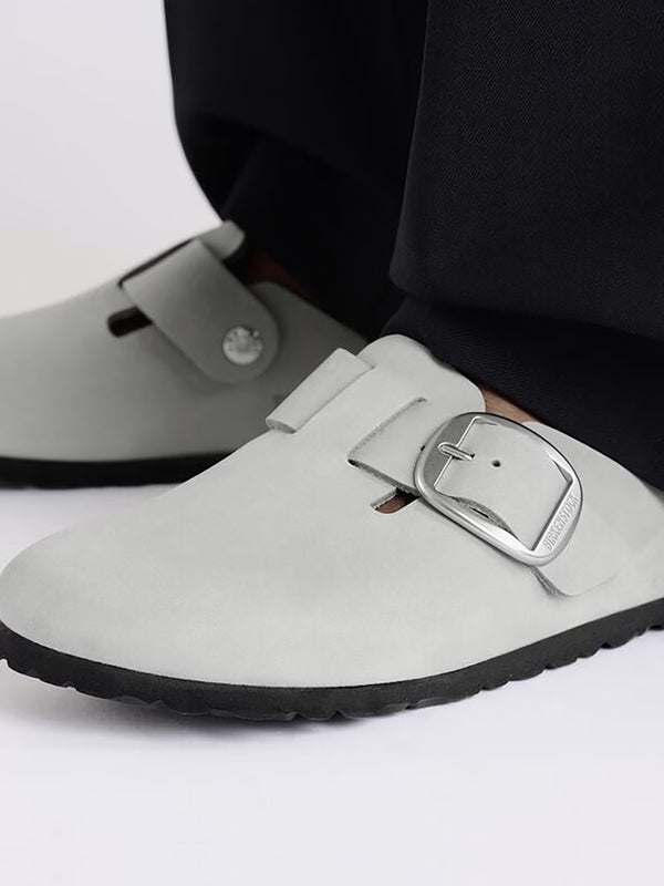 Boston Big Buckle Pure Sage Nubuck Leather Clogs
