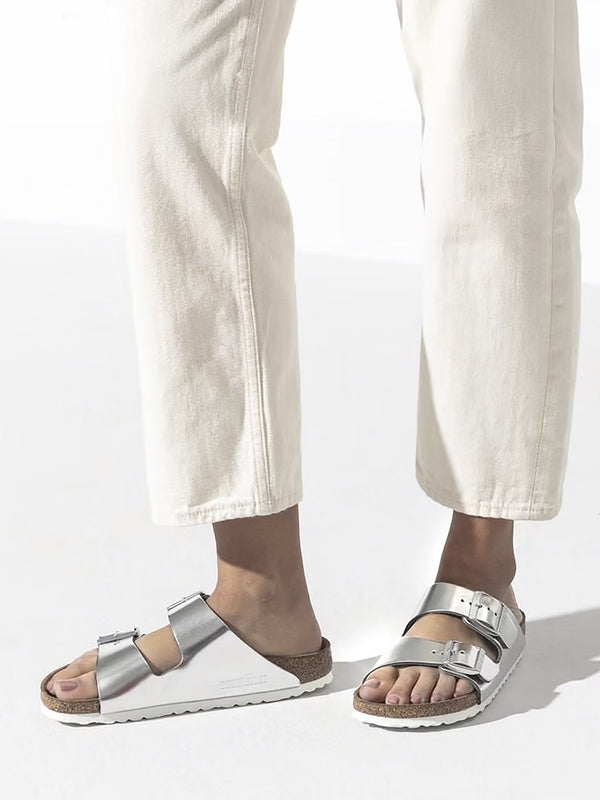 Arizona Soft Foot-Bed Silver Two Bar Mules