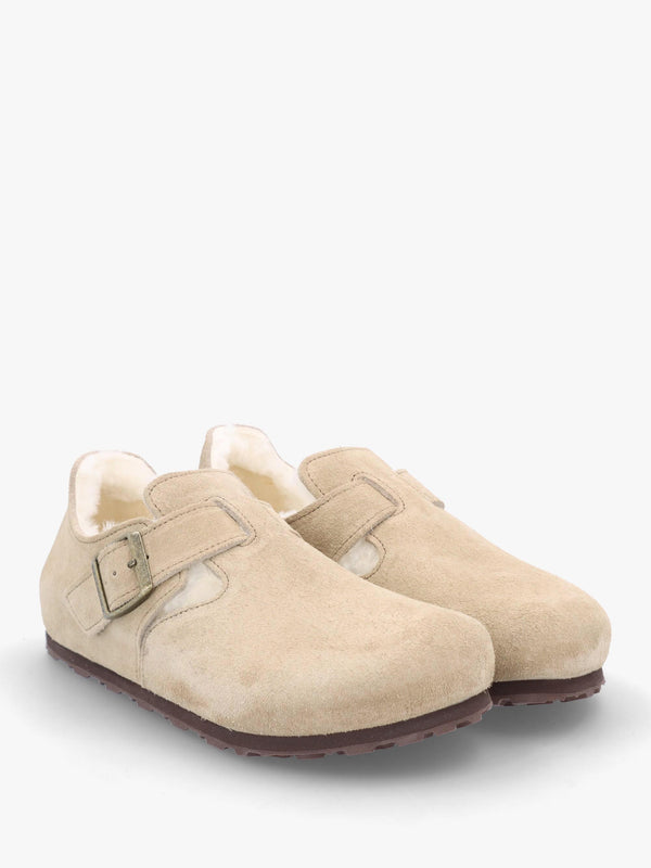 Women’s London Shearling Taupe Suede Clog Shoes