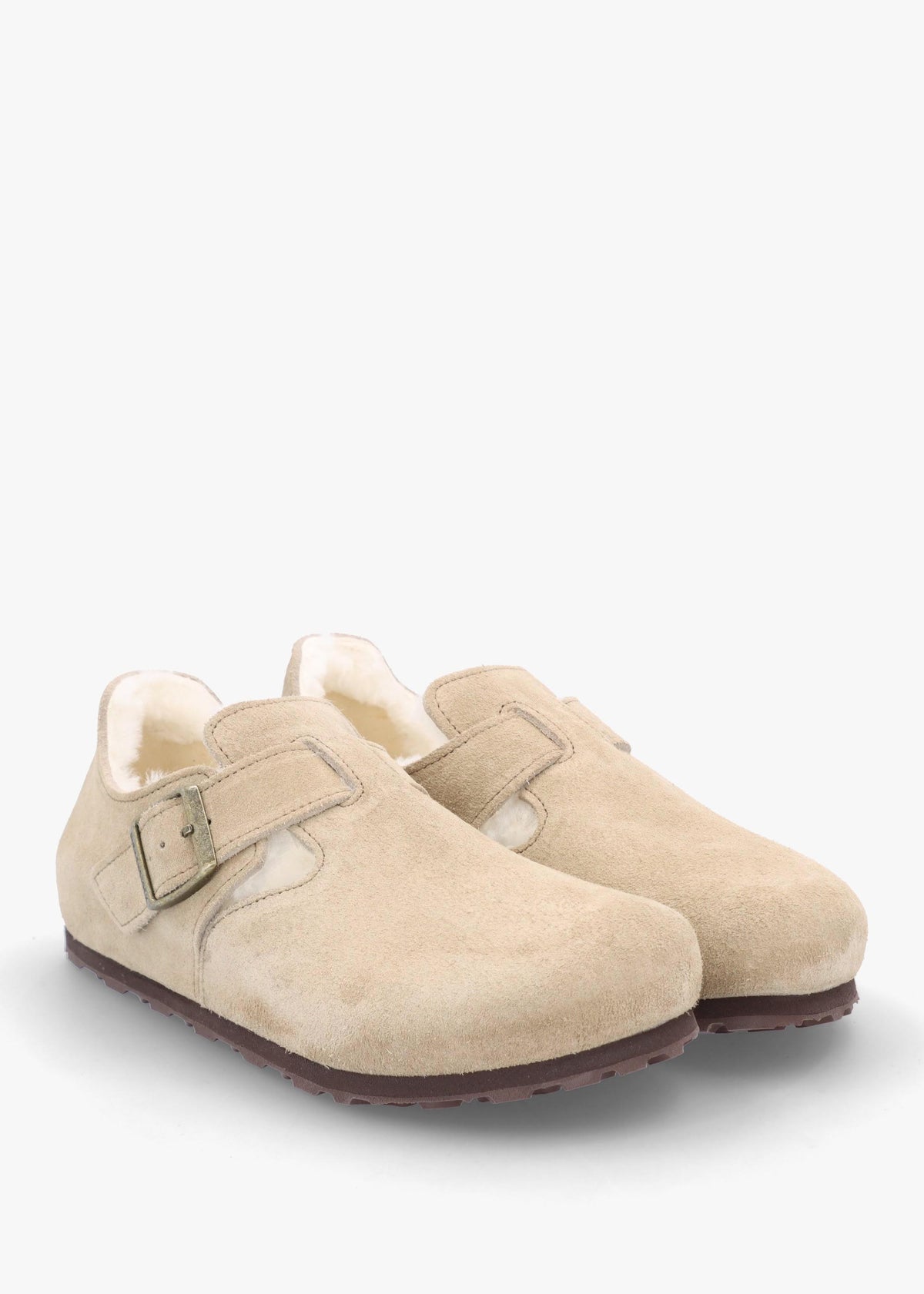 Women’s London Shearling Taupe Suede Clog Shoes