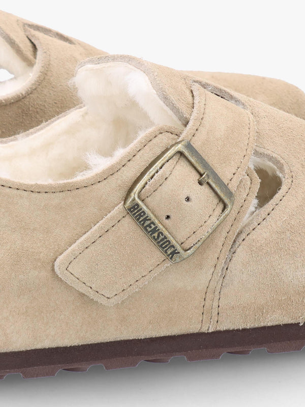 Women’s London Shearling Taupe Suede Clog Shoes