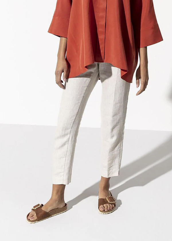 Madrid Big Buckle Cognac Waxy Leather Mules