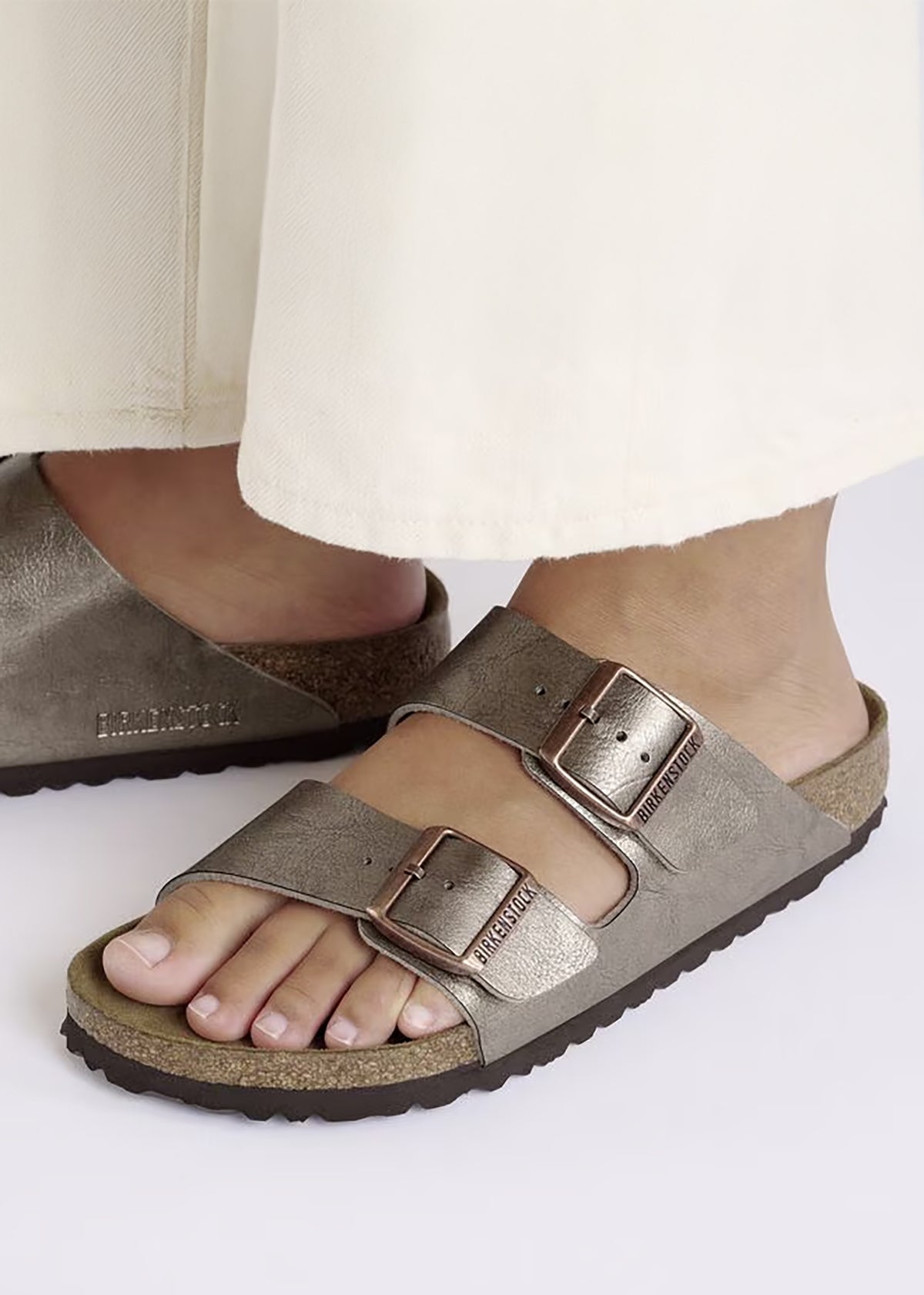 Arizona Birko-Flor Graceful Taupe Two Bar Mules