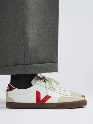 Women's Volley O.T Leather White Pekin Bark Trainers