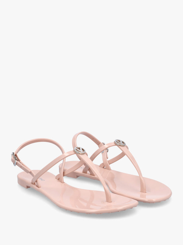 Jally Pink Toe Post Logo Sandals