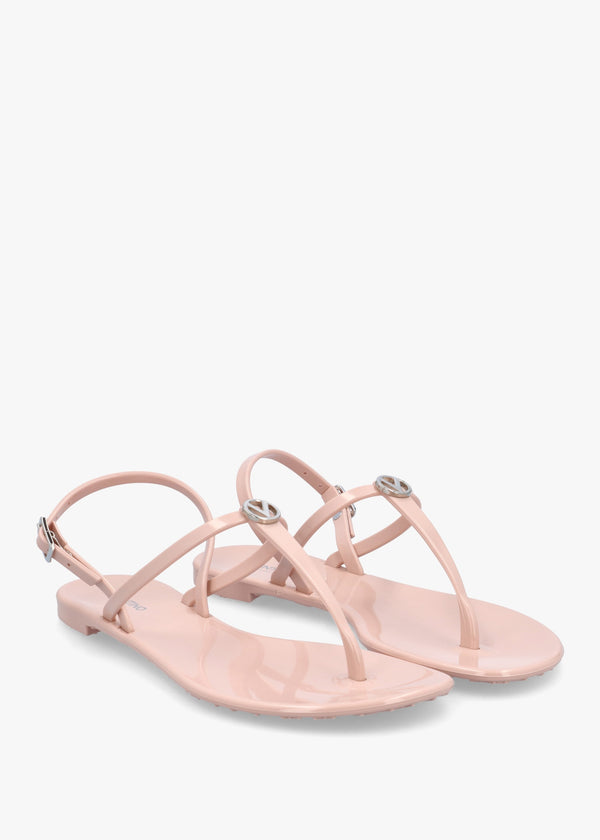 Jally Pink Toe Post Logo Sandals