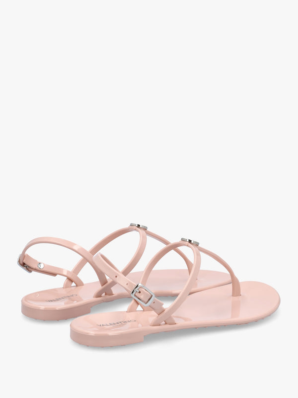 Jally Pink Toe Post Logo Sandals