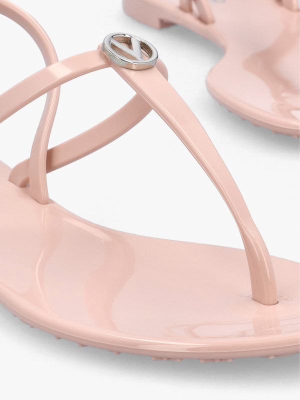 Jally Pink Toe Post Logo Sandals