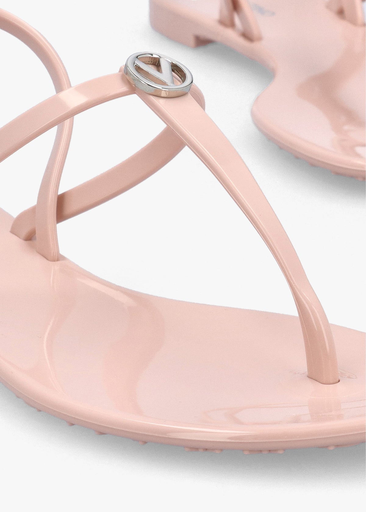 Jally Pink Toe Post Logo Sandals