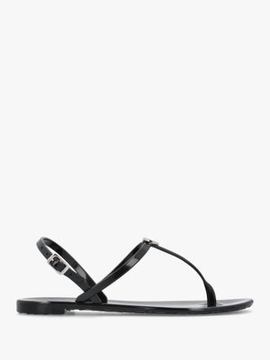 Jally Black Toe Post Logo Sandals