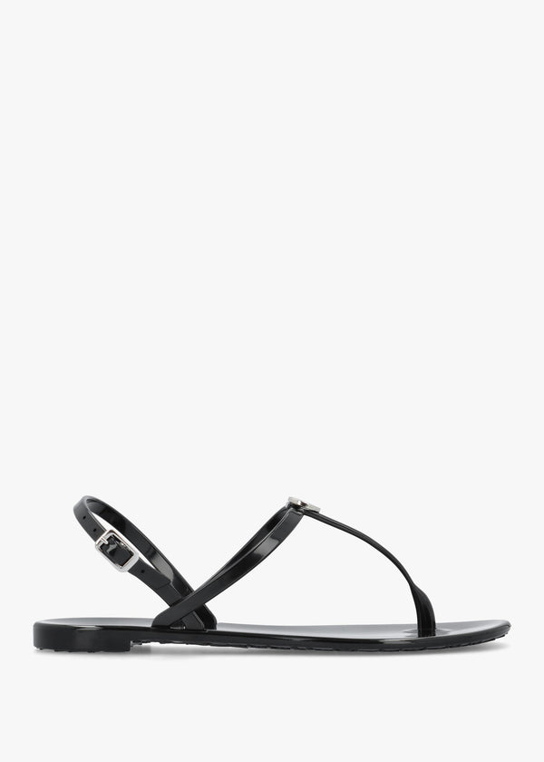 Jally Black Toe Post Logo Sandals