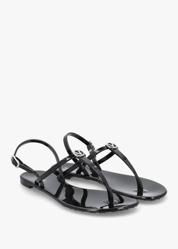 Jally Black Toe Post Logo Sandals