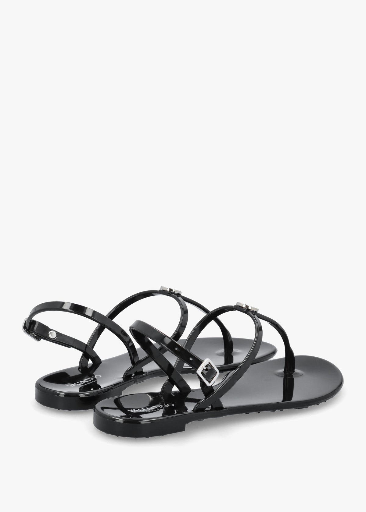 Jally Black Toe Post Logo Sandals