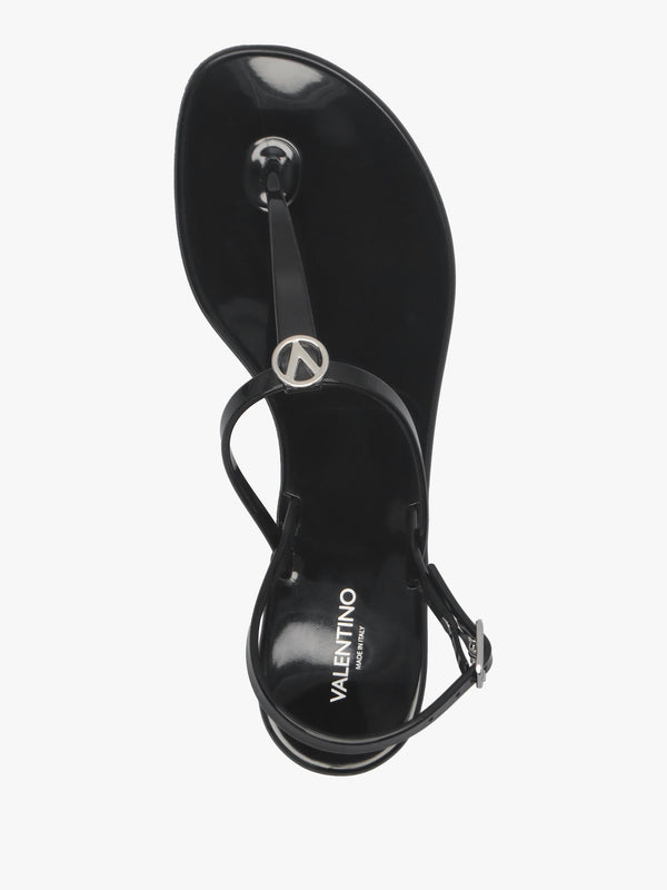 Jally Black Toe Post Logo Sandals