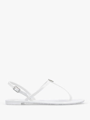 Jally White Toe Post Logo Sandals