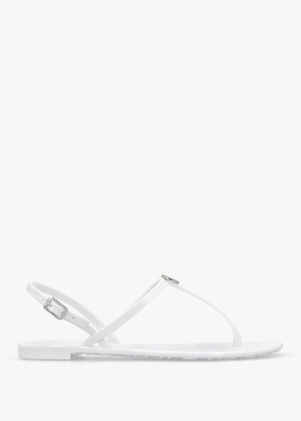 Jally White Toe Post Logo Sandals